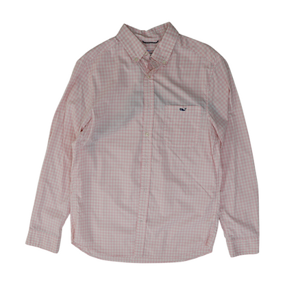 Pink Check Long Sleeve Button Down