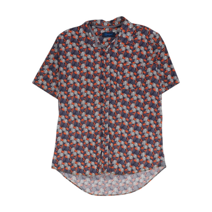 Purple Graphic Short Sleeve Button Down