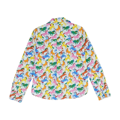 White Graphic Button Down
