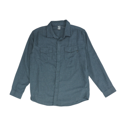 Gray Solid Flannel Button Down