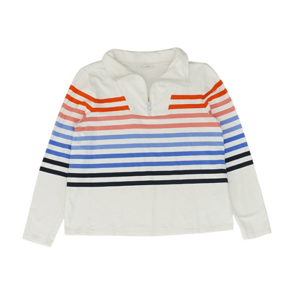 White Petite Striped 1/4 Zip Pullover