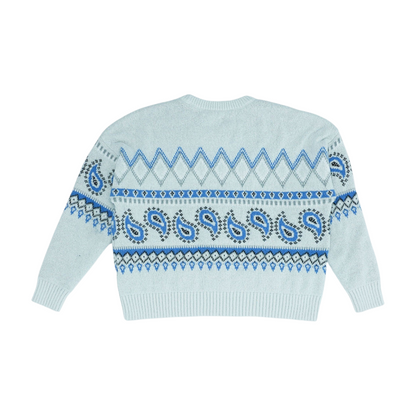 Gray Paisley Pullover Sweater