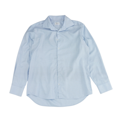 Blue Houndstooth Long Sleeve Button Down