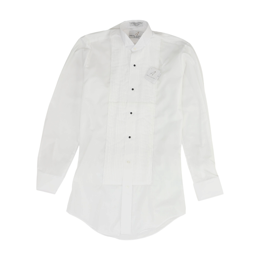 White Solid Tuxedo Button Down