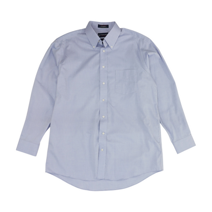 Blue Solid Long Sleeve Button Down