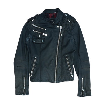 Black Solid Leather Jacket