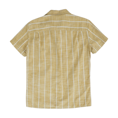 Tan Striped Short Sleeve Button Down