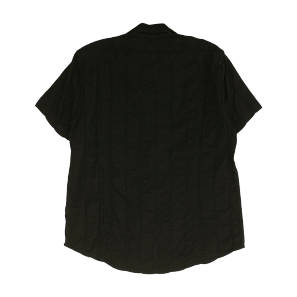 Black Solid Short Sleeve Button Down