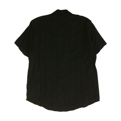 Black Solid Short Sleeve Button Down