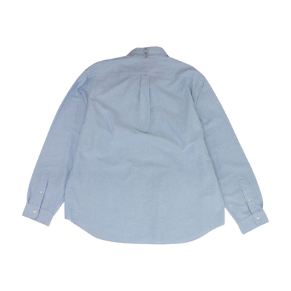 Blue Solid Long Sleeve Button Down