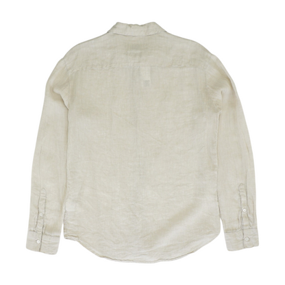 Beige Solid Long Sleeve Button Down