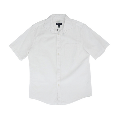 White Solid Short Sleeve Button Down