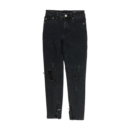 Blue Solid Skinny Leg Jeans