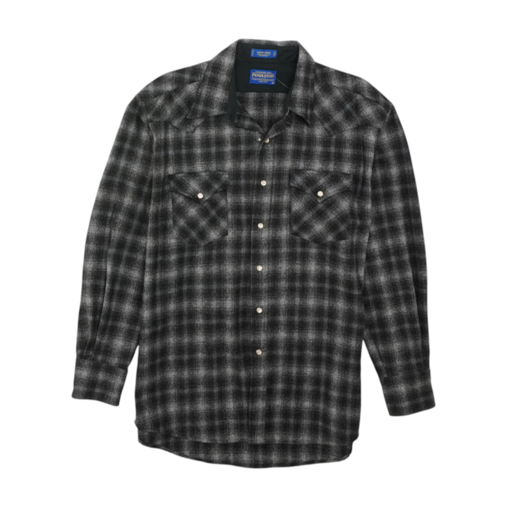 Gray Plaid Flannel Button Down