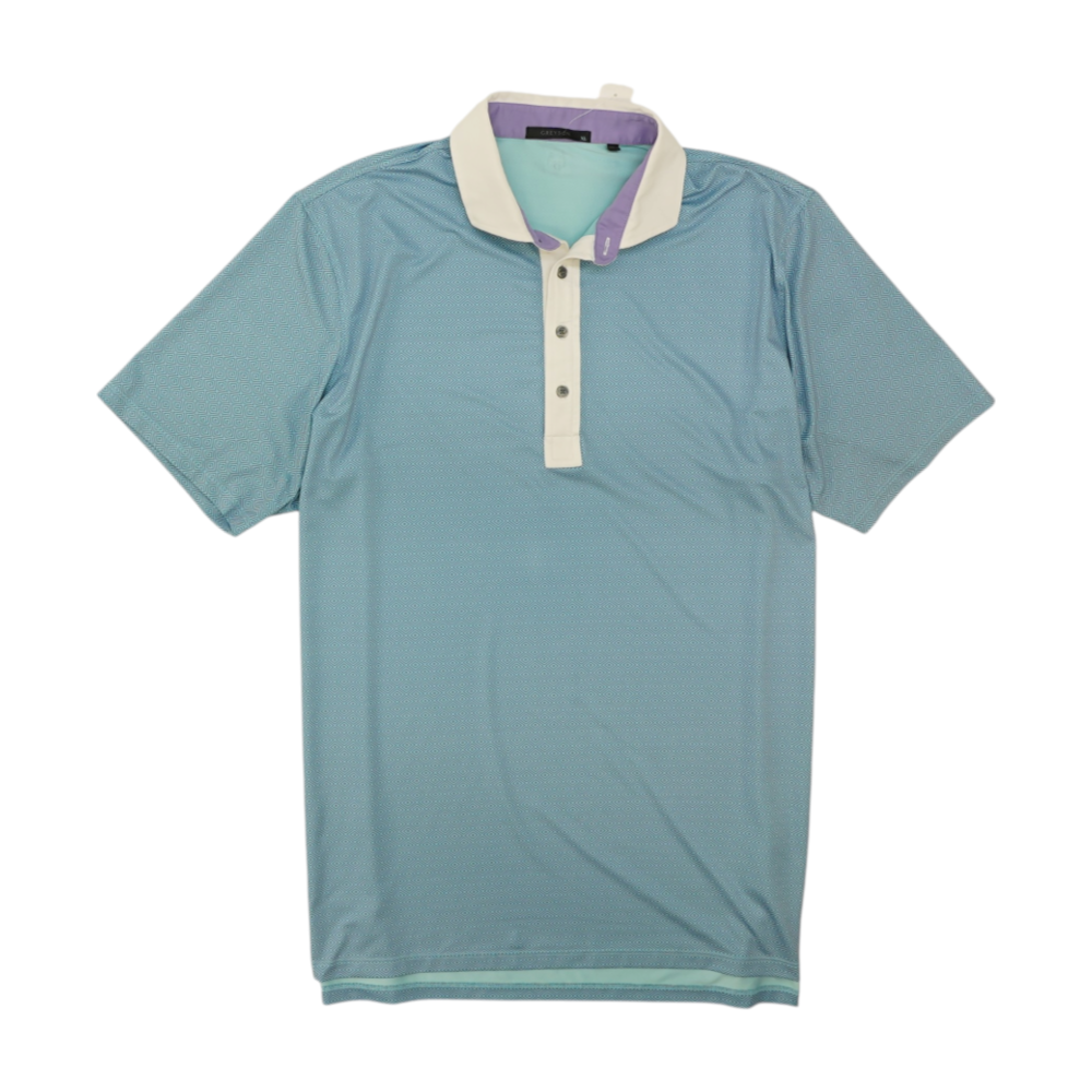 Blue Geometric Short Sleeve Polo