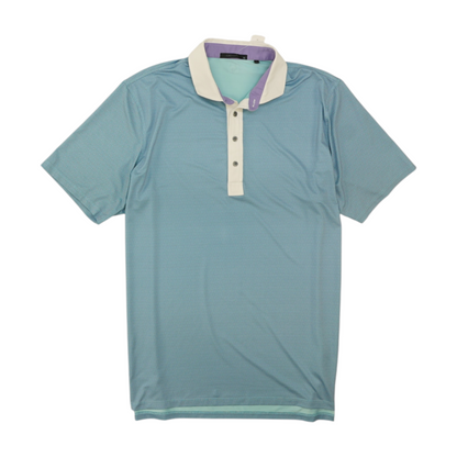 Blue Geometric Short Sleeve Polo