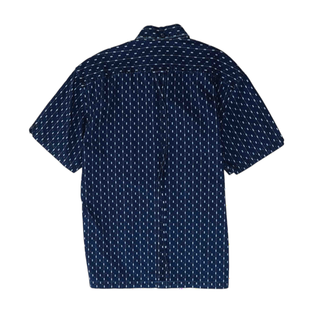 Navy Striped Short Sleeve Button Down