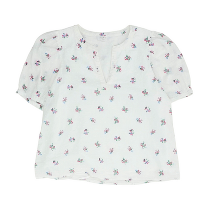 White Petite Floral Blouse
