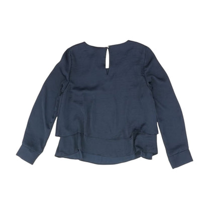 Navy Solid Long Sleeve Blouse
