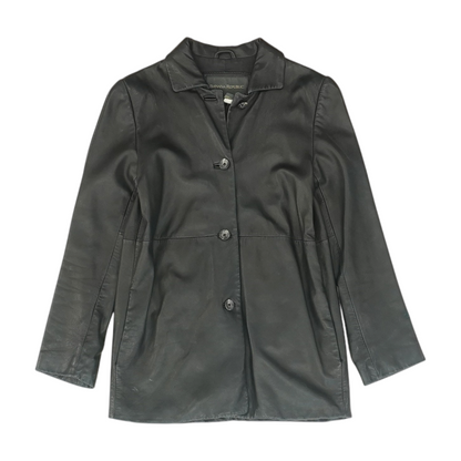 Black Solid Leather Jacket