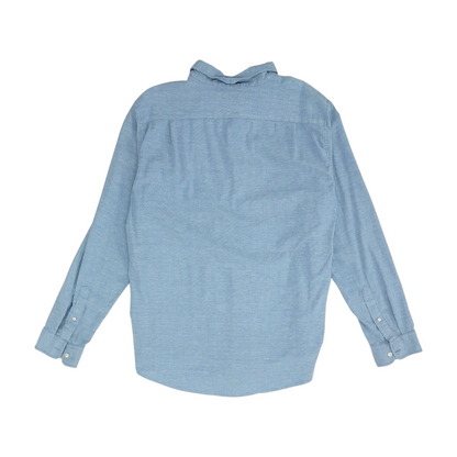 Blue Solid Long Sleeve Button Down