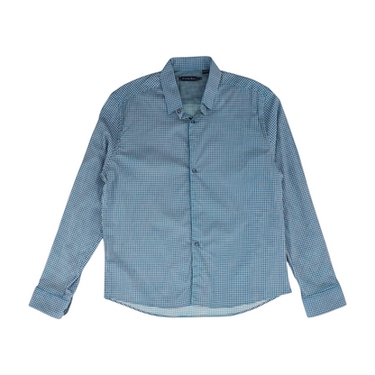 Blue Polka Dot Long Sleeve Button Down