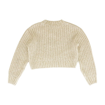 Beige Solid Crewneck Sweater