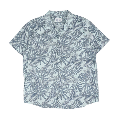 Blue Abstract Short Sleeve Button Down