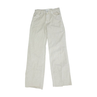 Beige Mid Rise Wide Leg Jeans