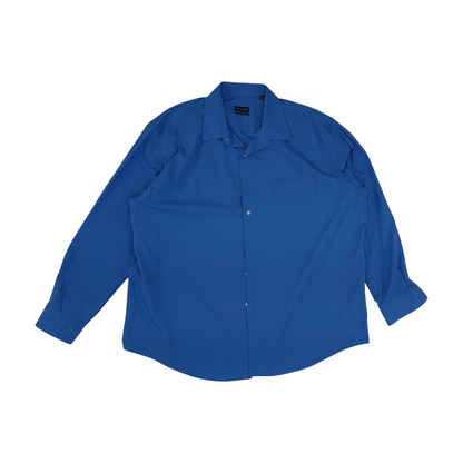 Blue Solid Long Sleeve Button Down