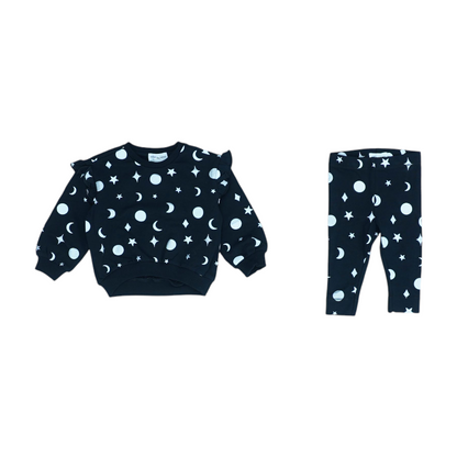 Black Print Long Sleeve Set