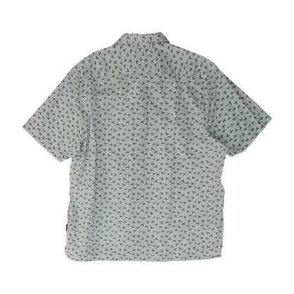 White Print Short Sleeve Button Down
