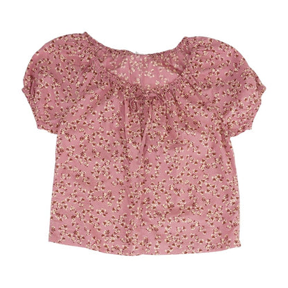 Pink Floral Short Sleeve Blouse