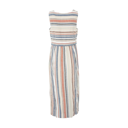 Beige Striped Midi Dress