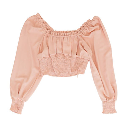 Pink Solid Long Sleeve Blouse