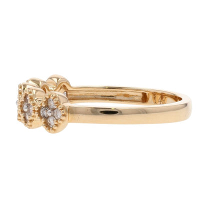 1/4 Ct 14K Gold Bead Edge Diamond Clover Band