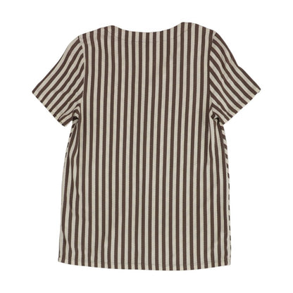 Brown Striped Short Sleeve Blouse