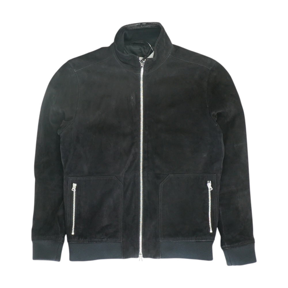 Black Solid Leather Jacket