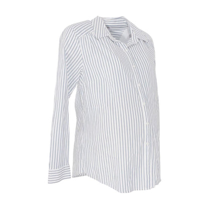 White Maternity Striped Button Down