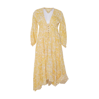 Yellow Floral Midi Dress