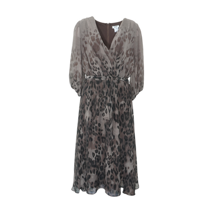 Brown Plus Animal Print Midi Dress