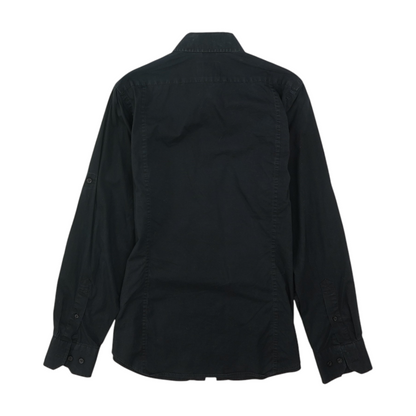 Black Solid Long Sleeve Button Down