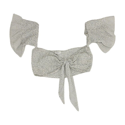 White Polka Dot Cropped Knit Top