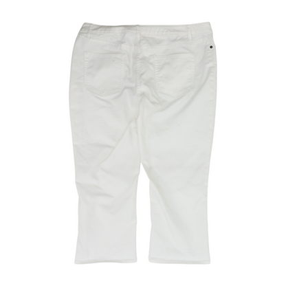White Solid Denim Capris