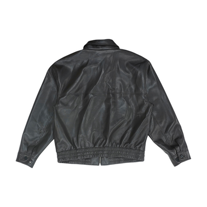 Brown Solid Leather Jacket