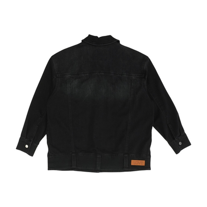 Black Solid Denim Jacket