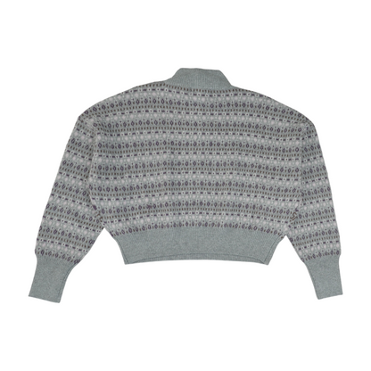 Gray Graphic 1/4 Zip Sweater