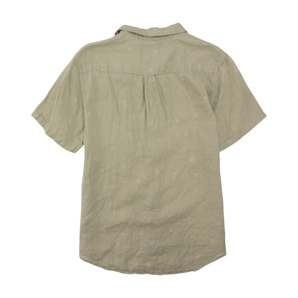 Tan Print Short Sleeve Button Down