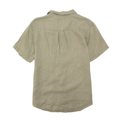 Tan Print Short Sleeve Button Down