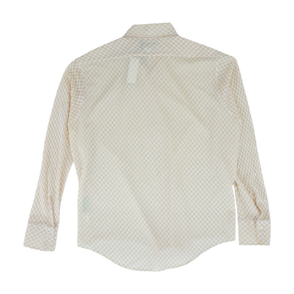 White Geometric Long Sleeve Button Down